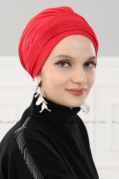 Linda - Rød Bomull Turban - Ayse Turban