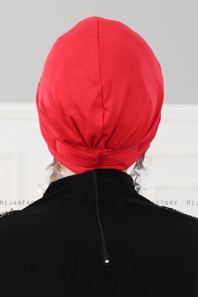 Linda - Rød Bomull Turban - Ayse Turban