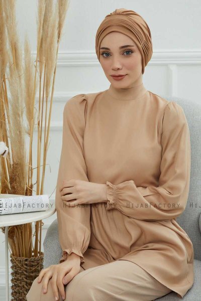 Linda - Lysebrun Bomull Turban