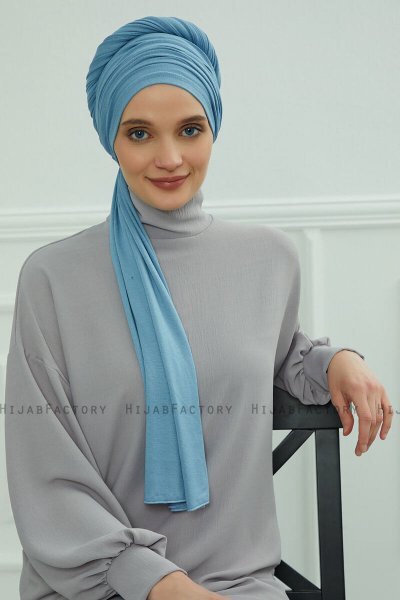 Rebecca - Sky Blue Bomull Turban