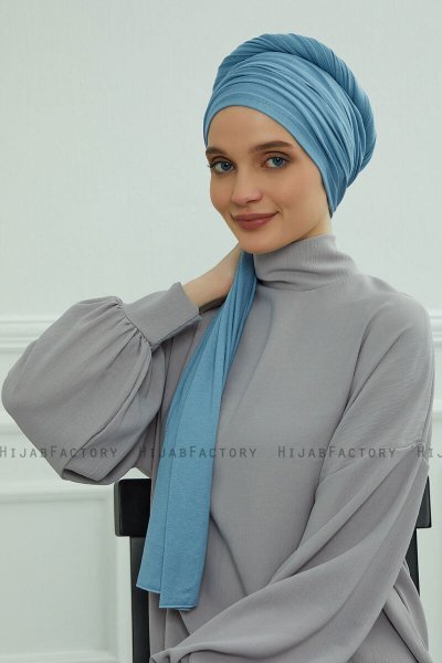 Rebecca - Sky Blue Bomull Turban