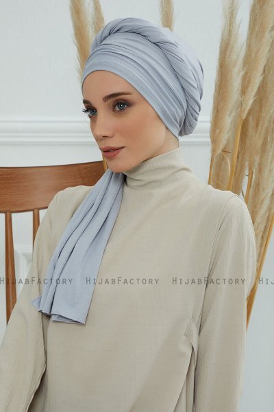 Rebecca - Lysegrå Bomull Turban