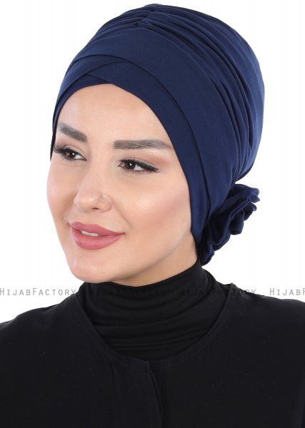 Elisabeth - Marineblå Bomull Turban