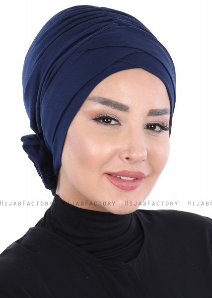 Elisabeth - Marineblå Bomull Turban