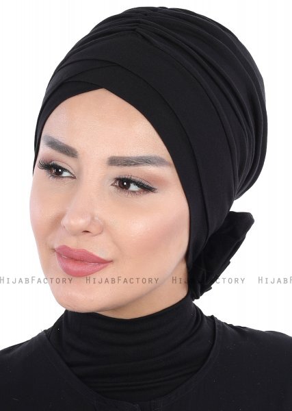 Elisabeth - Svart Bomull Turban