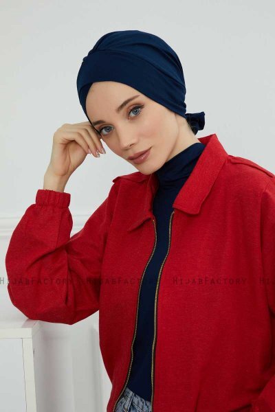 Ellie - Marineblå Bomull Turban