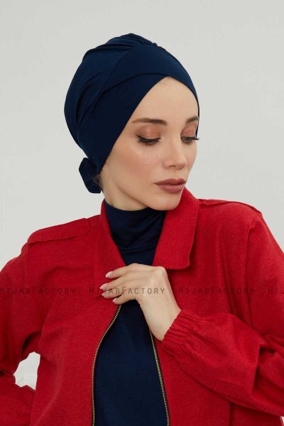 Ellie - Marineblå Bomull Turban