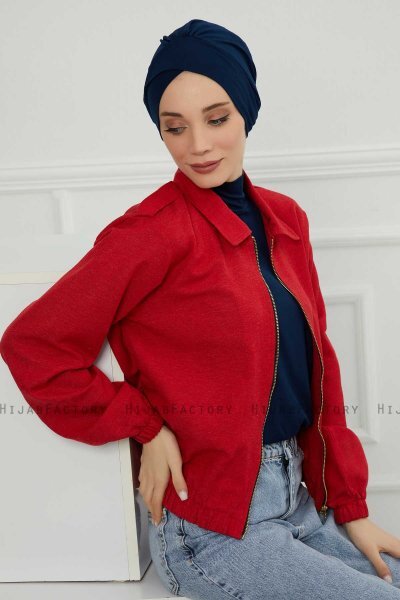 Ellie - Marineblå Bomull Turban