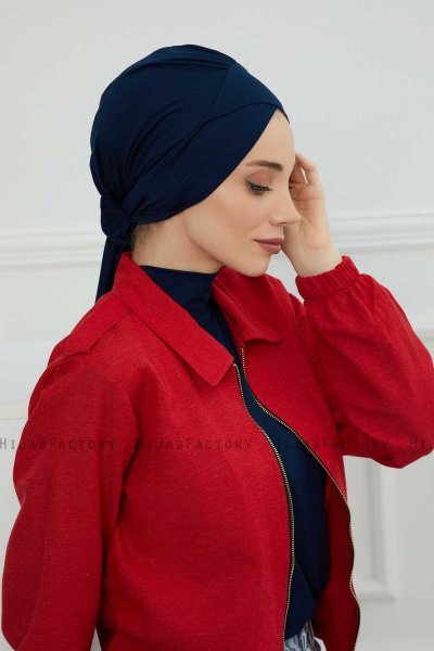 Ellie - Marineblå Bomull Turban