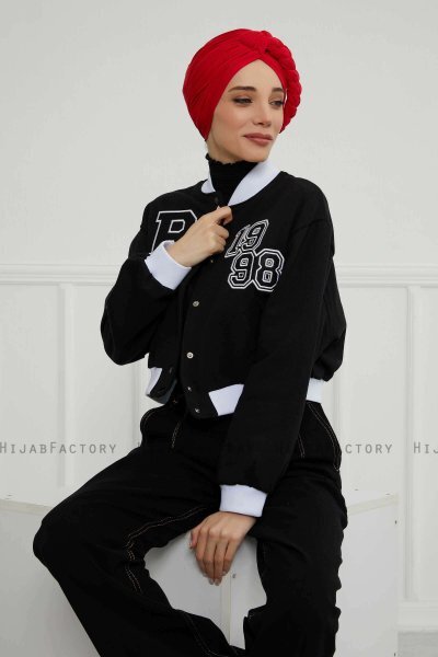 Theresa - Rød Bomull Turban - Ayse Turban