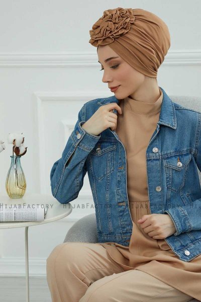 Kerstin - Lysebrun Bomull Turban
