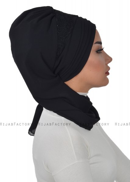 Celine - Svart Chiffon Turban - Ayse Turban
