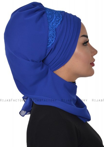 Celine - Blå Chiffon Turban - Ayse Turban