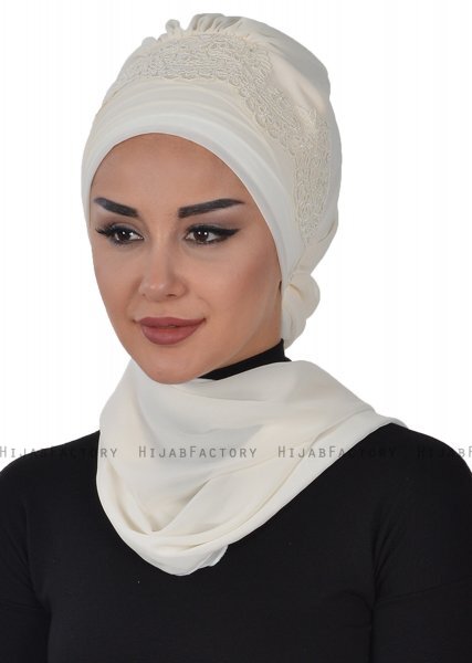 Celine - Creme Chiffon Turban - Ayse Turban