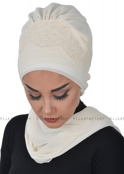 Celine - Creme Chiffon Turban - Ayse Turban