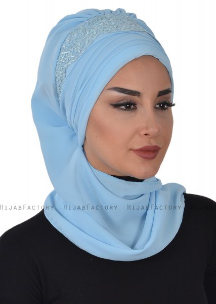 Celine - Lyseblå Chiffon Turban - Ayse Turban
