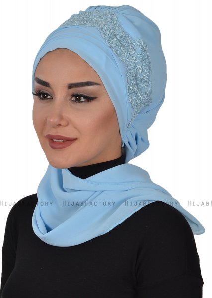 Celine - Lyseblå Chiffon Turban - Ayse Turban