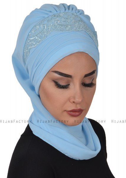 Celine - Lyseblå Chiffon Turban - Ayse Turban
