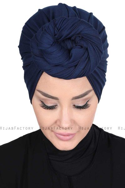 Sigrid - Marineblå Bumull Hijab - Ayse Turban