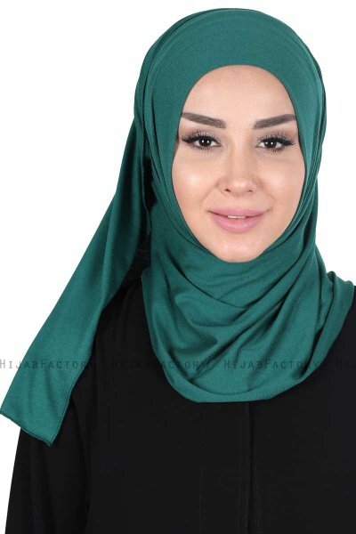 Sigrid - Mørk Grønn Bumull Hijab - Ayse Turban