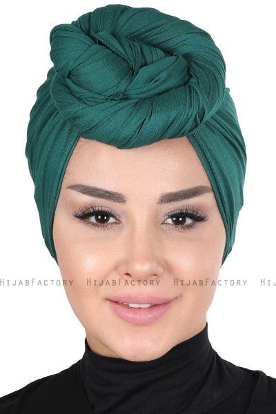 Sigrid - Mørk Grønn Bumull Hijab - Ayse Turban