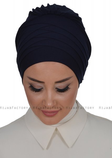 Monica - Marineblå Bomull Turban - Ayse Turban