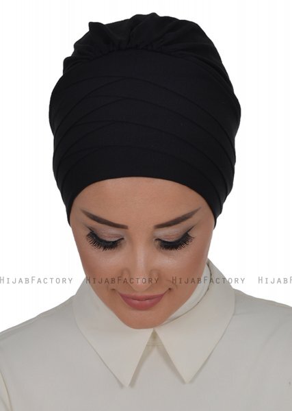 Monica - Svart Bomull Turban - Ayse Turban