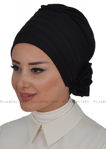 Monica - Svart Bomull Turban - Ayse Turban