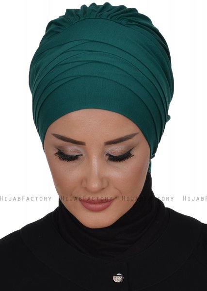Monica - Mørk Grønn Bomull Turban - Ayse Turban