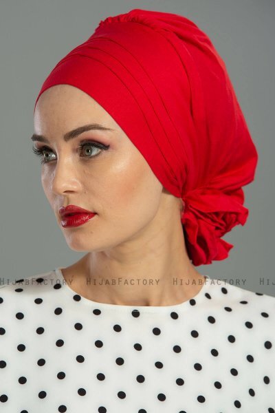Monica - Rød Bomull Turban - Ayse Turban