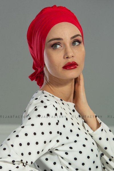 Monica - Rød Bomull Turban - Ayse Turban