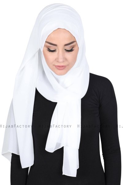 Joline - Hvit Premium Chiffon Hijab