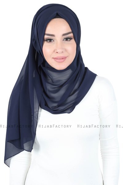 Joline - Marineblå Premium Chiffon Hijab