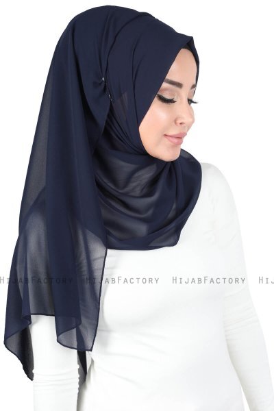 Joline - Marineblå Premium Chiffon Hijab