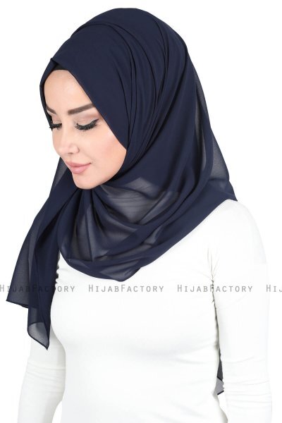 Joline - Marineblå Premium Chiffon Hijab