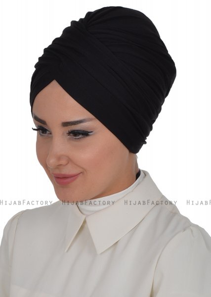 Fiona - Svart Bomull Turban - Ayse Turban
