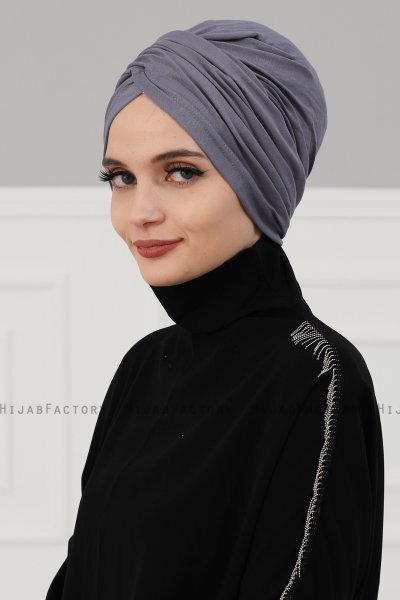 Fiona - Grå Bomull Turban - Ayse Turban