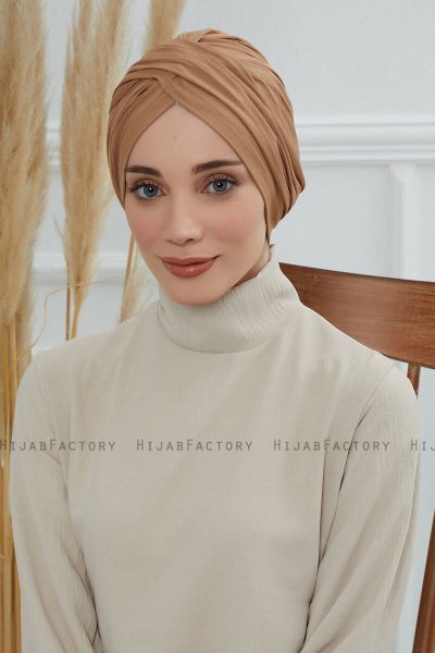 Fiona - Lysebrun Bomull Turban