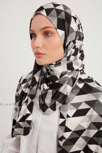 Banou - Svart Mønstret Hijab