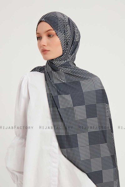 Nurgul - Marineblå Mønstret Hijab