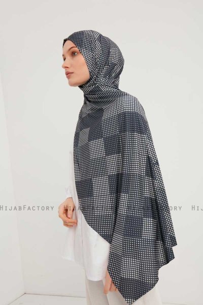 Nurgul - Marineblå Mønstret Hijab