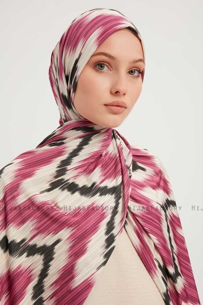Tansu - Mørk Rosa Mønstret Hijab