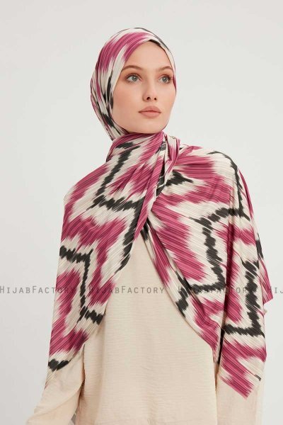 Tansu - Mørk Rosa Mønstret Hijab