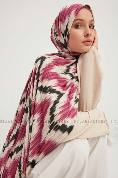 Tansu - Mørk Rosa Mønstret Hijab