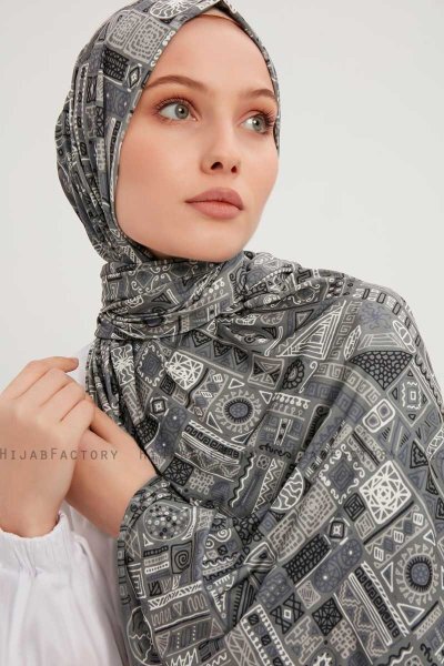 Gulya - Grå Mønstret Hijab