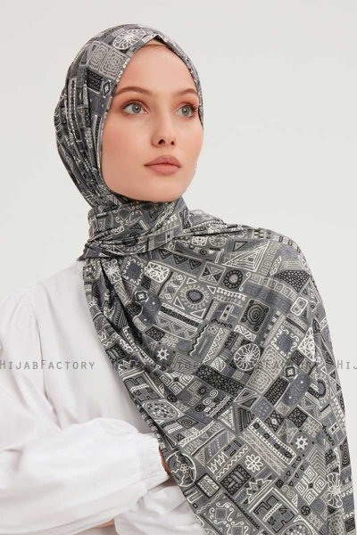 Gulya - Grå Mønstret Hijab
