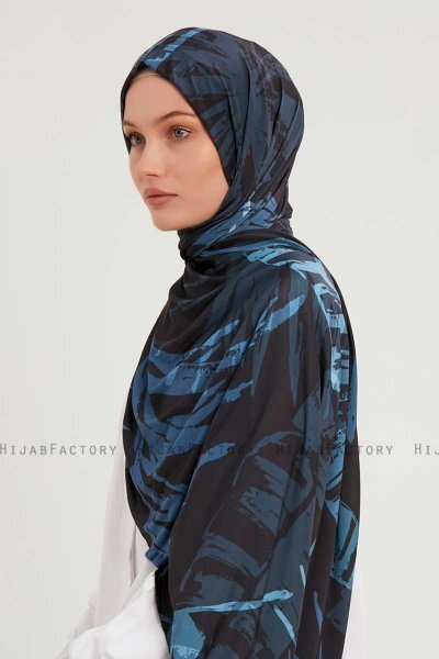 Ezmeray - Marineblå Mønstret Hijab