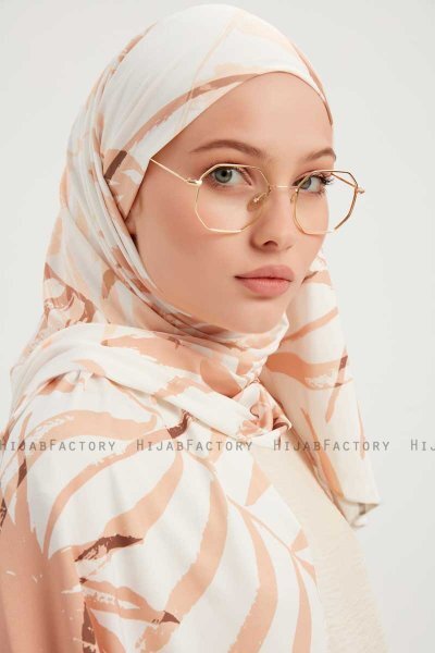 Ezmeray - Beige Mønstret Hijab