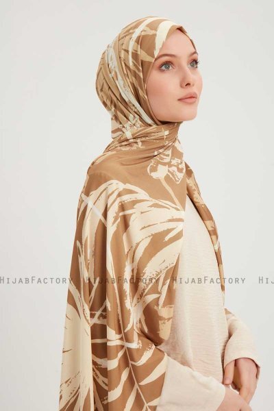 Ezmeray - Brun Mønstret Hijab