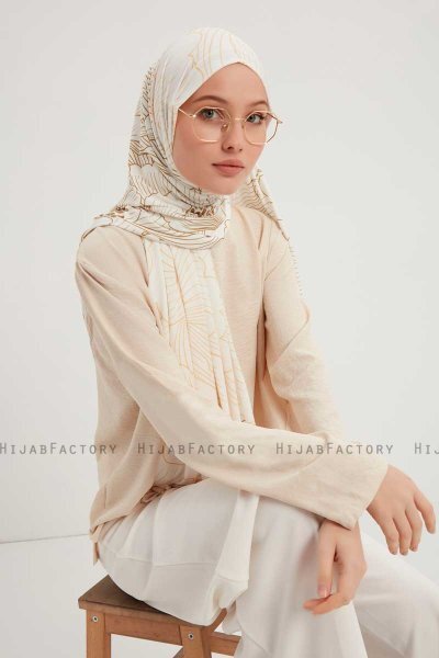 Fadime - Pearl White Mønstret Hijab